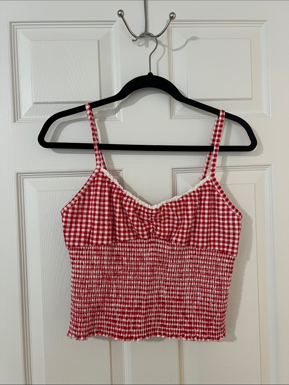 No Boundaries Red Gingham Smocked Cami